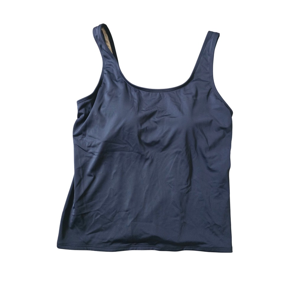 L.L. Bean Tankini Swim Top Black Classic Modest UPF 50+ Size 12 Reg